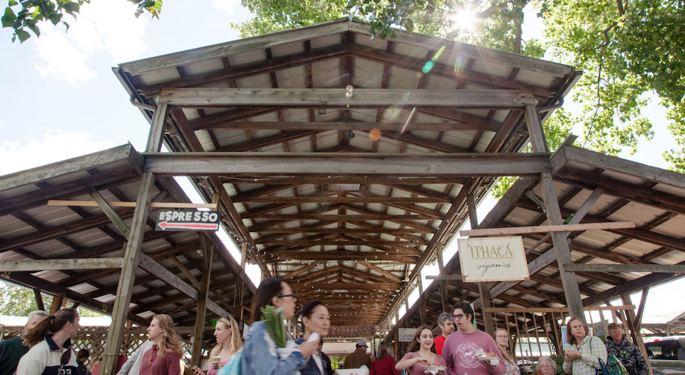 A wide view of the Ithaca Farmers Market!